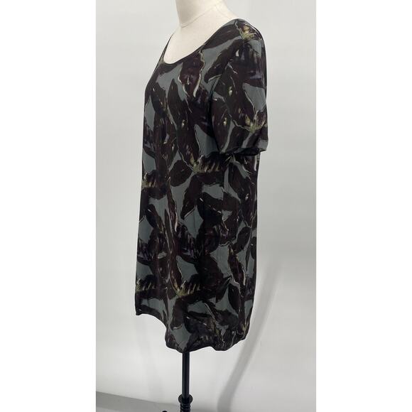 Aritizia Wilfred Teigan Mini Dress Leaf Print Short Sleeve Shift Green Gray S - Picture 4 of 9